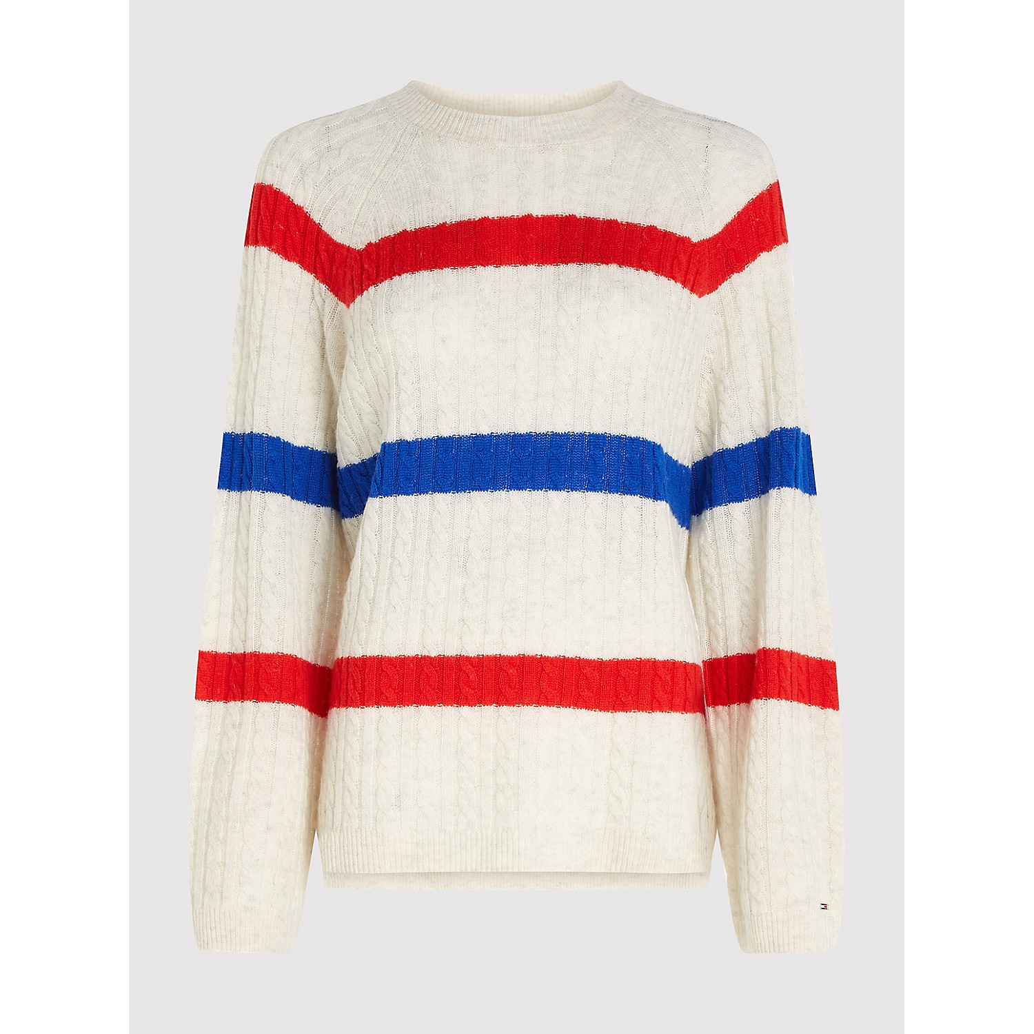 TOMMY HILFIGER Wool Stripe Cable Knit Sweater